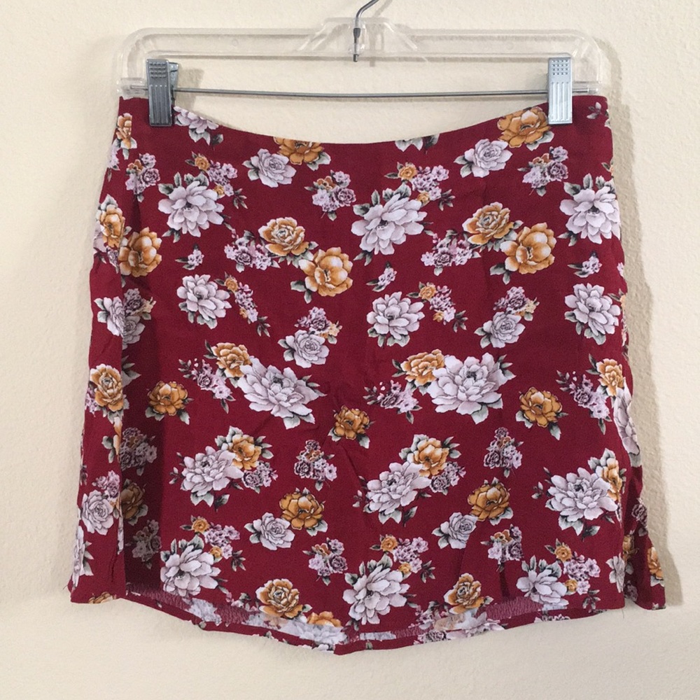 Red floral skirt